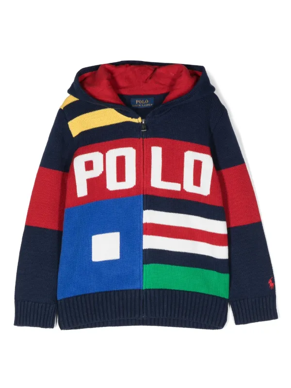 Ralph Lauren Kids colour-block Logo Knitted Jacket - Farfetch