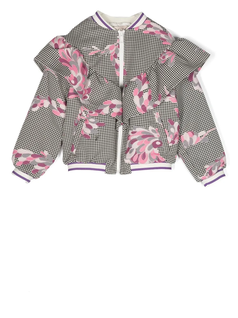 

PUCCI Junior mix-print ruffled bomber-jacket - Black