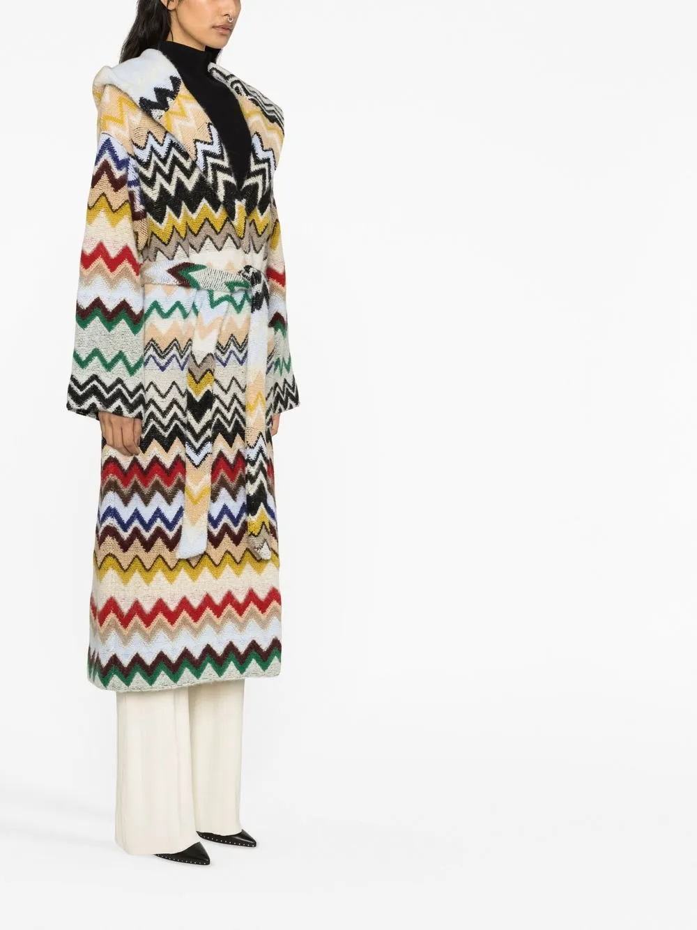 zig-zag belted cardigan