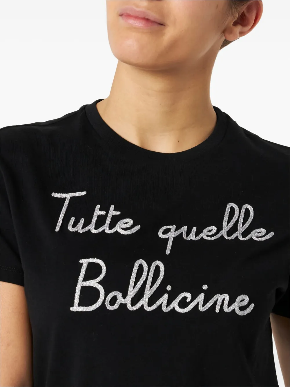 Mc2 Saint Barth Woman T-shirt With Tutte Quelle Bollicine Lettering In Black