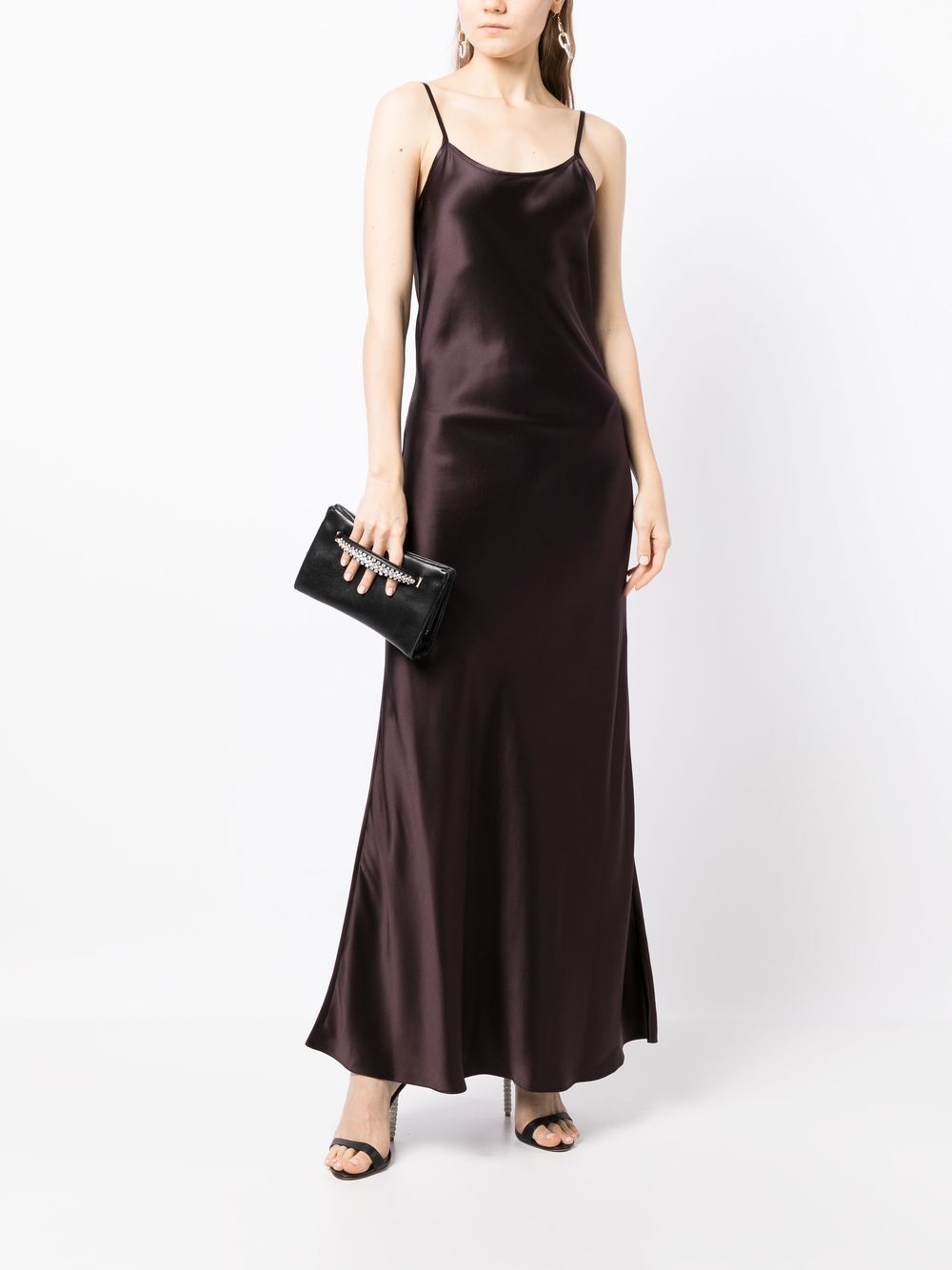 Shop Voz Liquid Silk Slip Dress In Brown
