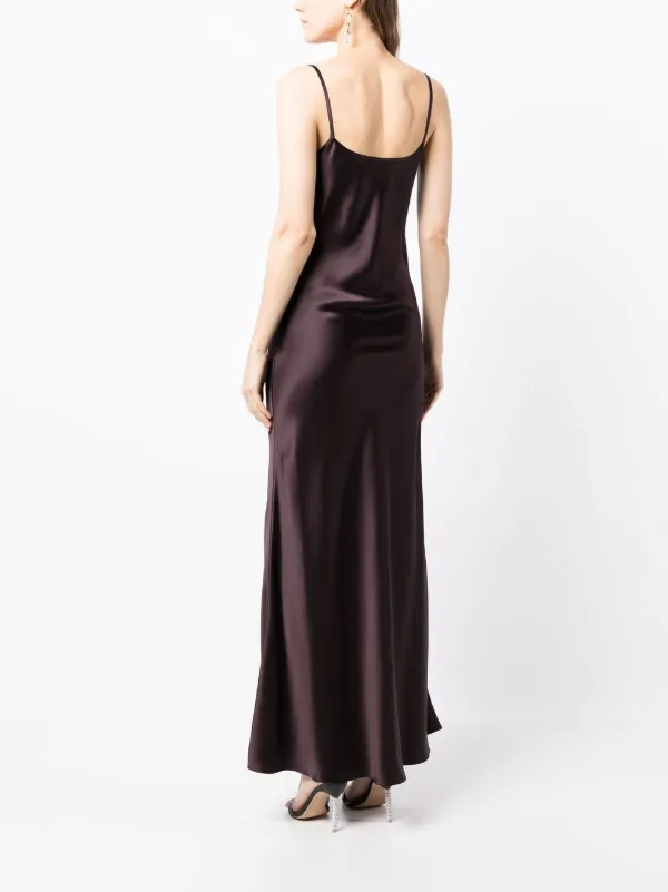 brown slip dress outfit Silk Brush Stroke Floral V-Neck Maxi Dress