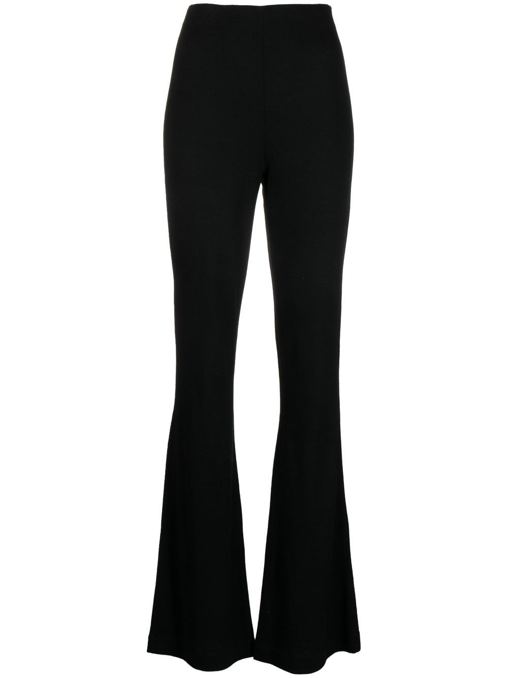 Shop Tibi Flared High-waisted Trousers In Black