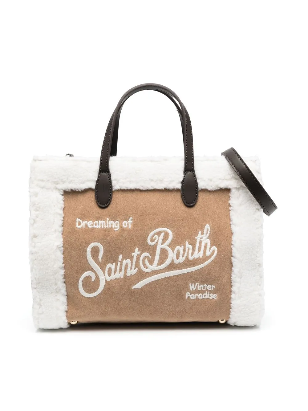 

MC2 Saint Barth Kids faux shearling-trim tote bag - Brown