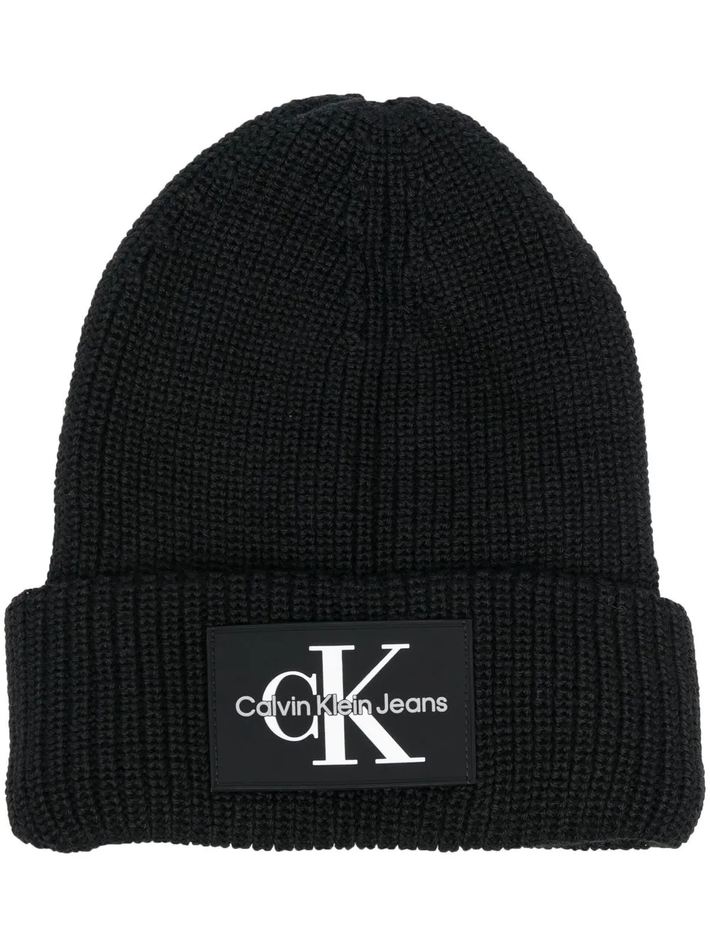 

Calvin Klein Jeans ribbed logo-patch beanie - Black