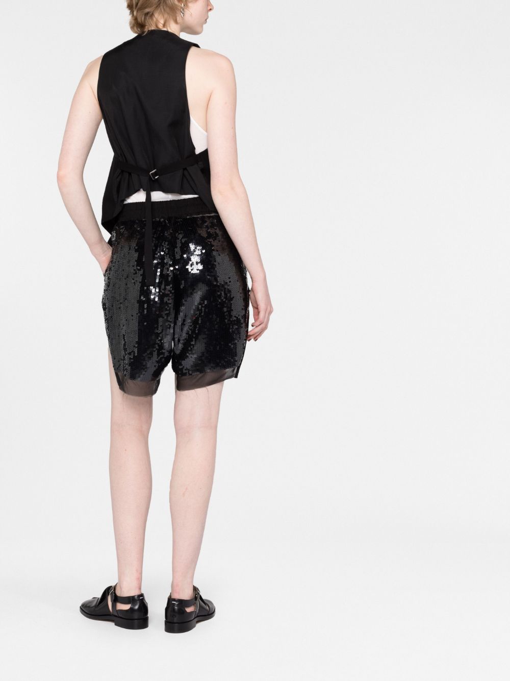 Shop Rick Owens Sequin-embellished Track Shorts In Black