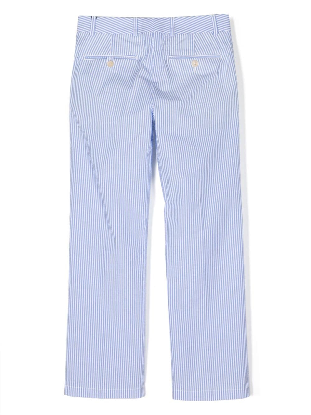Shop Ralph Lauren Striped Cotton Tailored Trousers In Blue