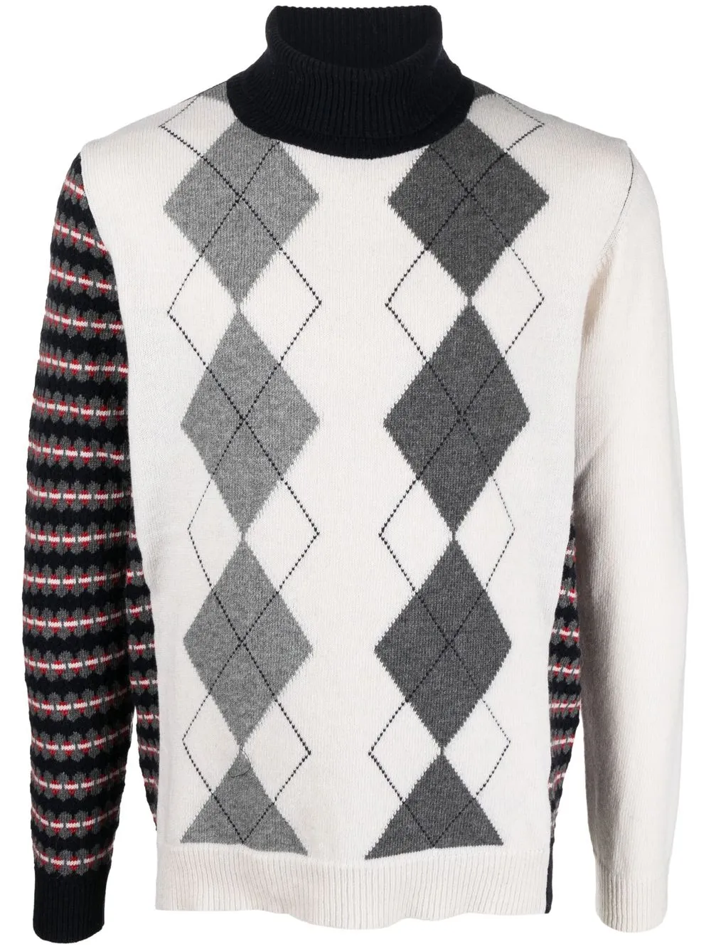 

Daniele Alessandrini pattern panelled roll neck sweater - Blue