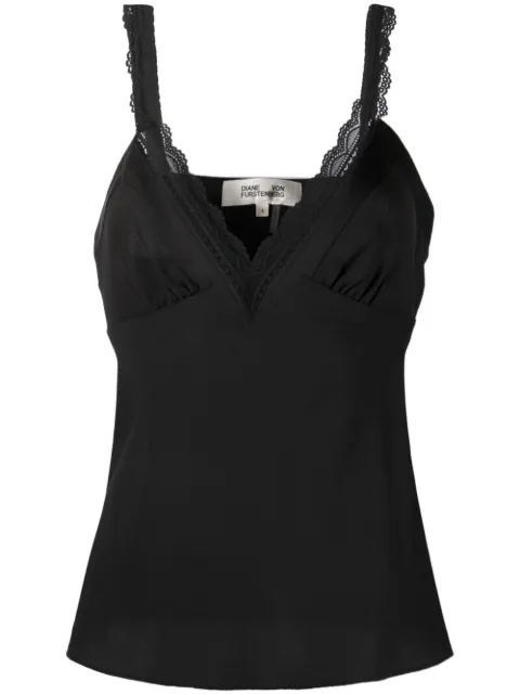 DVF Diane von Furstenberg V-neck lace-trim vest top