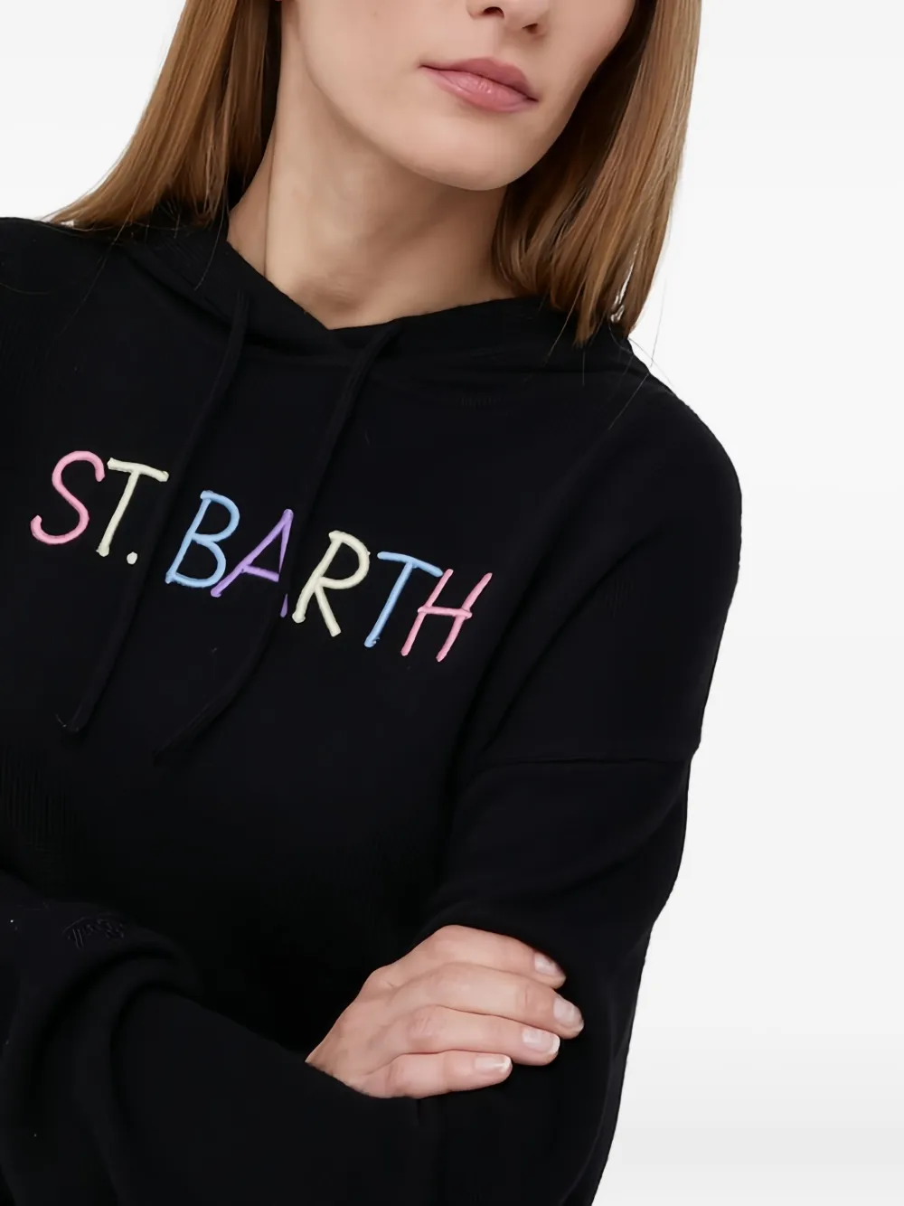 MC2 Saint Barth Hoodie met geborduurd logo Zwart