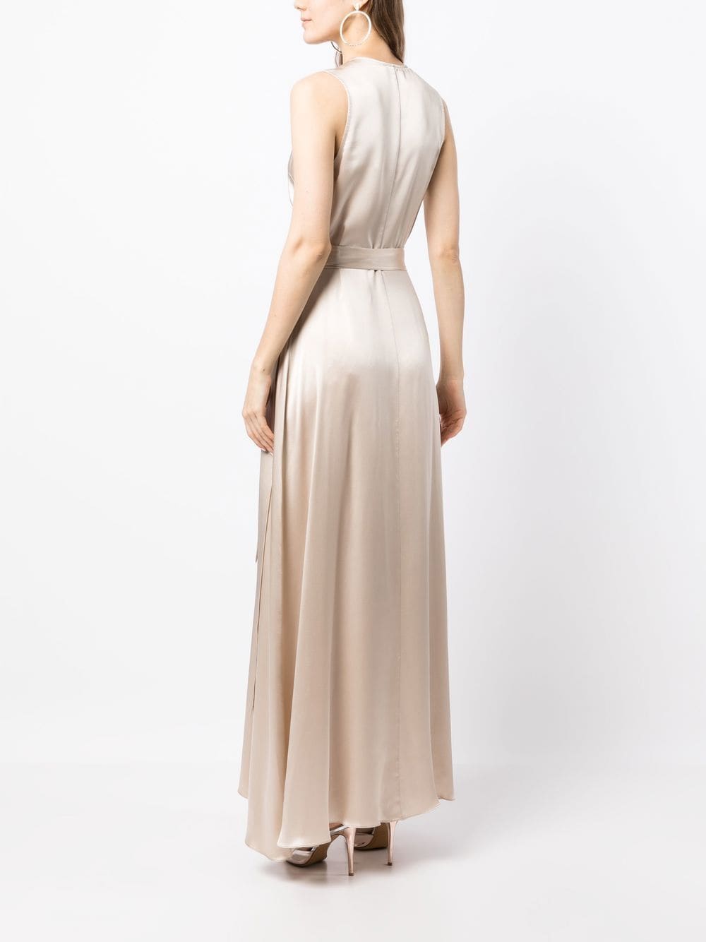 Shop Voz Neck Wrap-style Maxi Dress In Neutrals