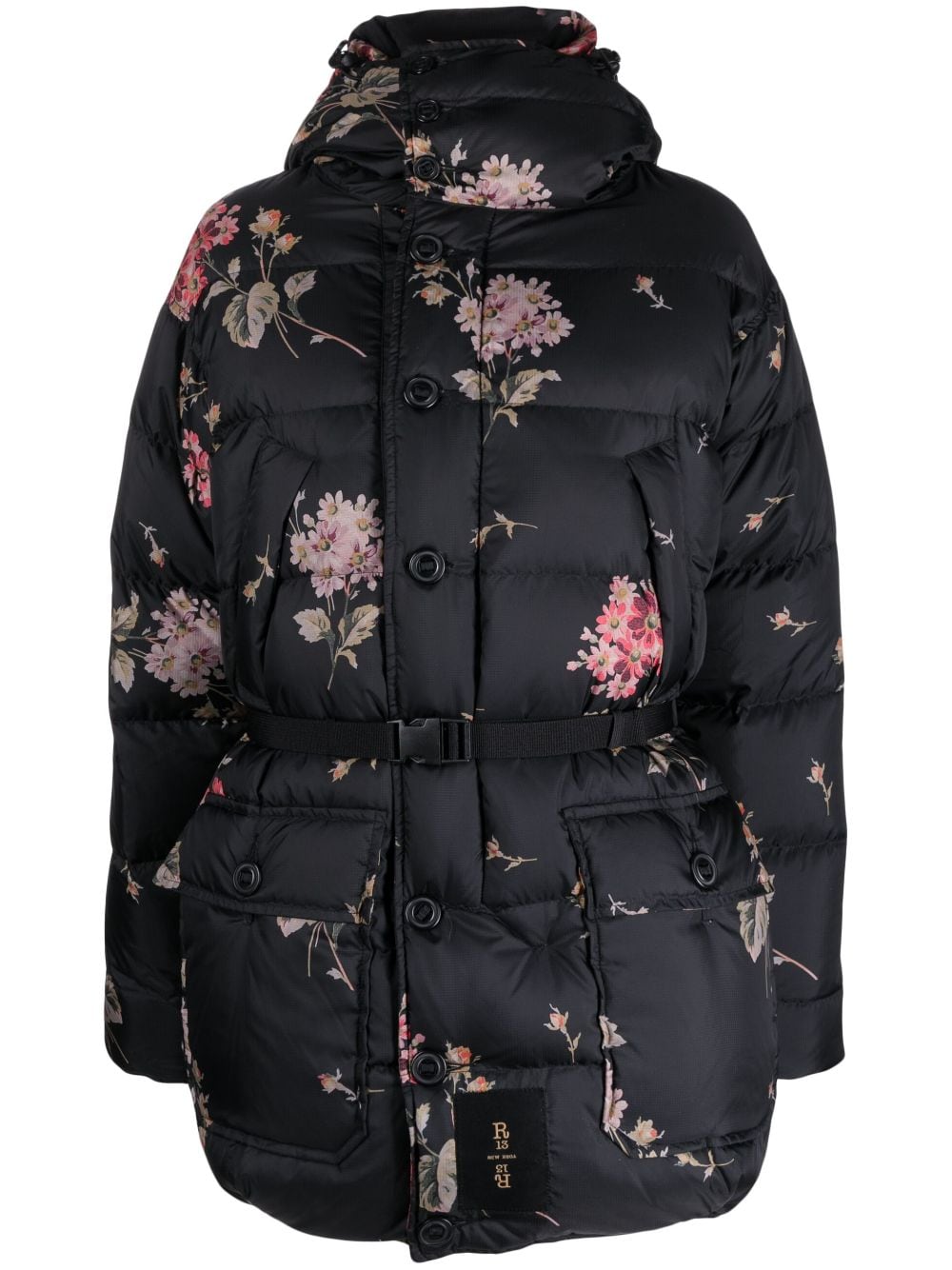 R13 FLORAL-PRINT FEATHER DOWN COAT