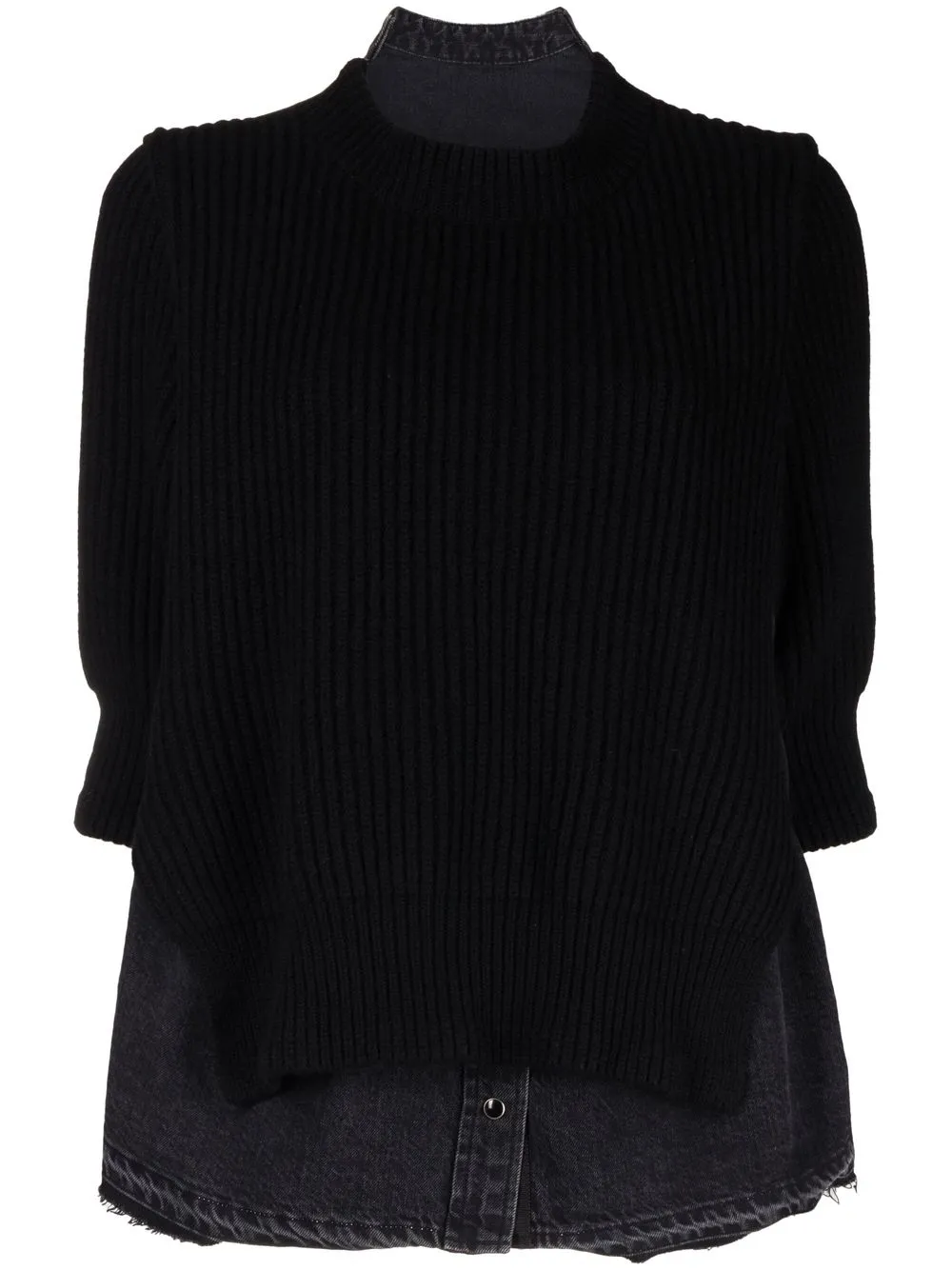 

sacai ribbed-knit layered jumper - Black