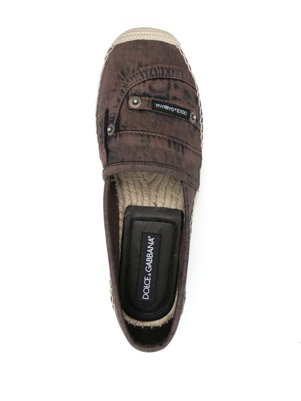 Shop Dolce & Gabbana Logo-patch Denim Espadrilles In Brown