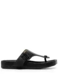 LOEWE logo-plaque leather flip flops - Black