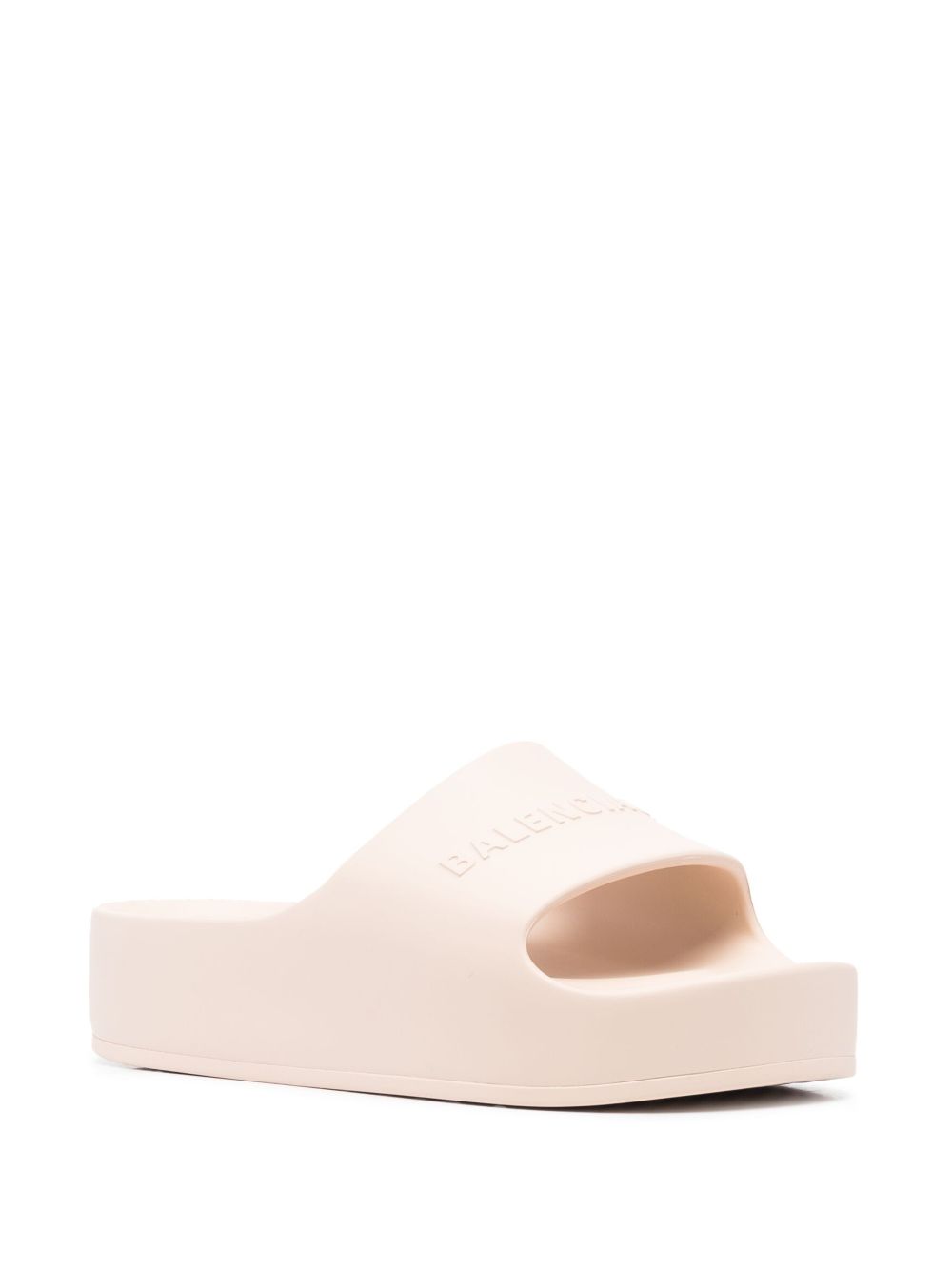 Shop Balenciaga Chunky Logo-embossed Slides In Neutrals