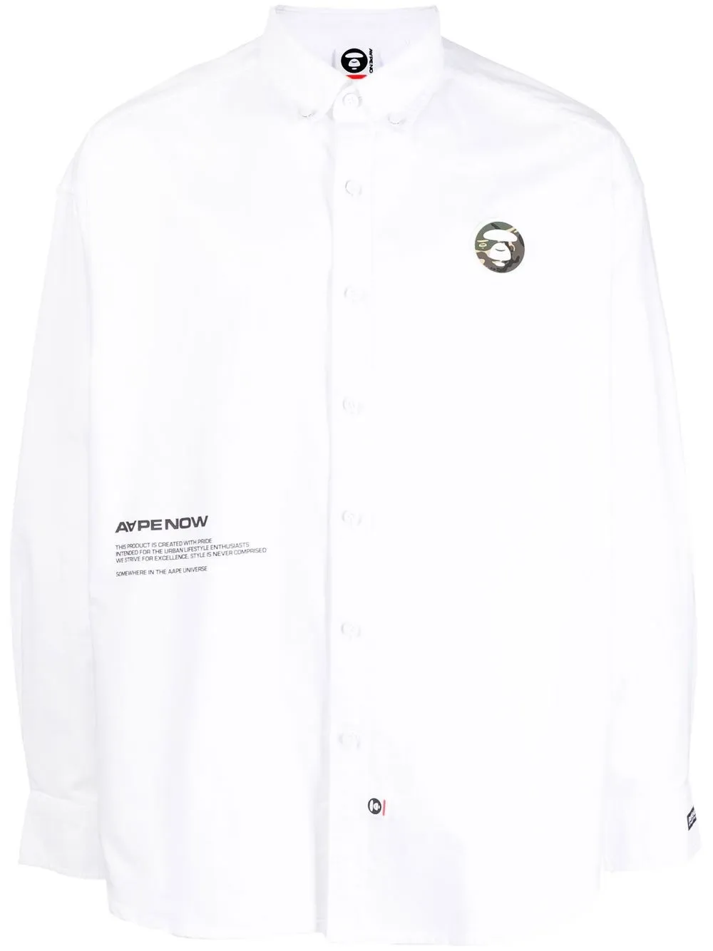 

AAPE BY *A BATHING APE® camisa con botones y parche del logo - Blanco