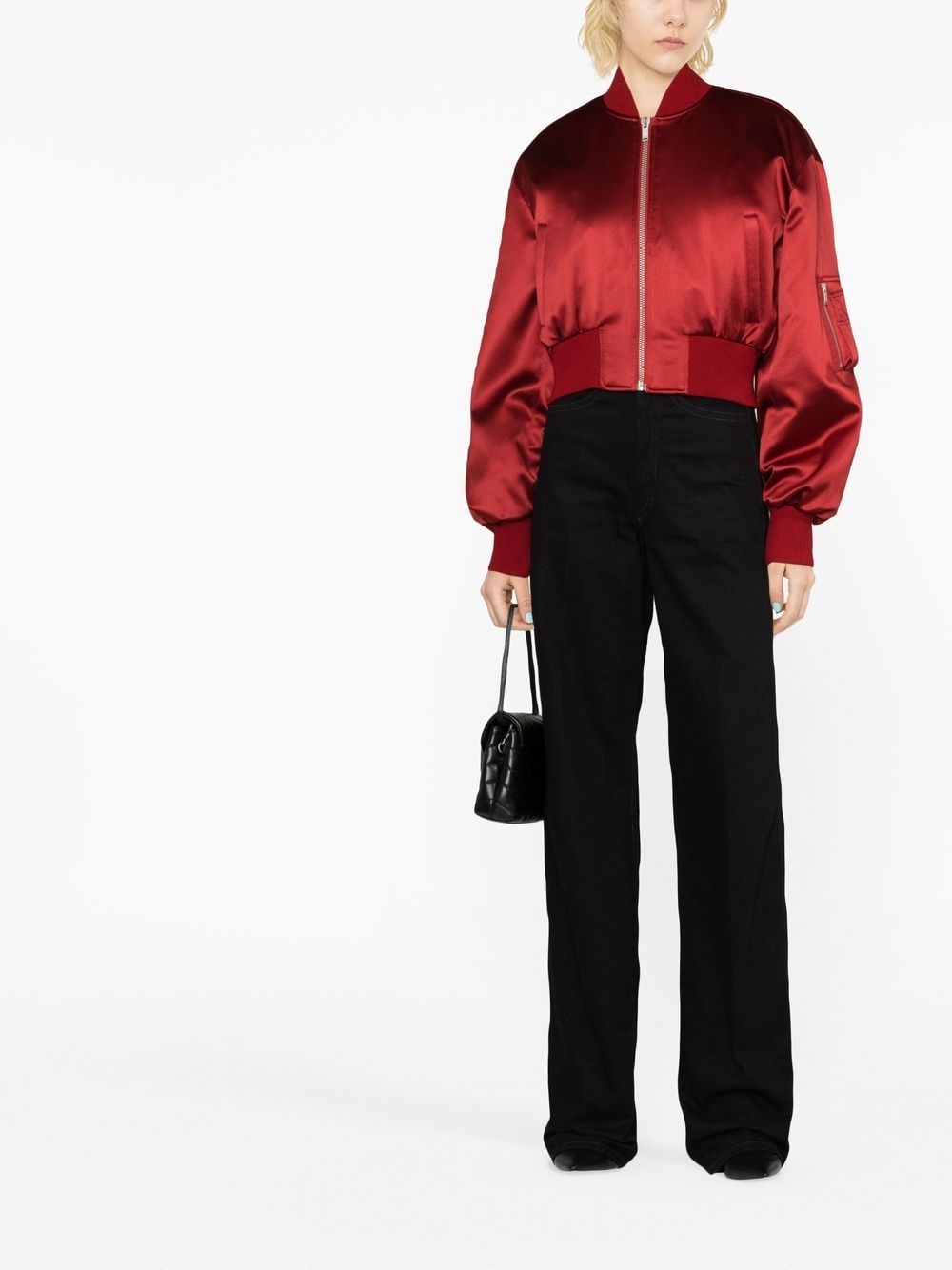 Shop Saint Laurent Teddy Oversize Bomber Jacket In Rot