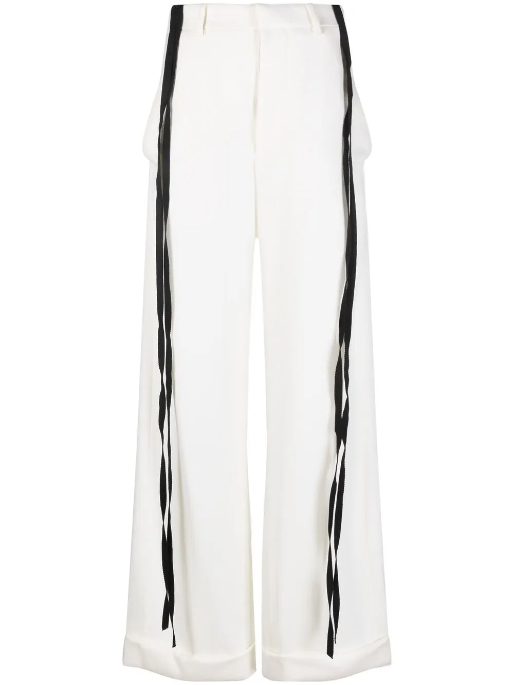 Ann Demeulemeester Tied-waist High-waisted Trousers In White