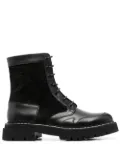 Ferragamo panelled leather lace-up boots - Black