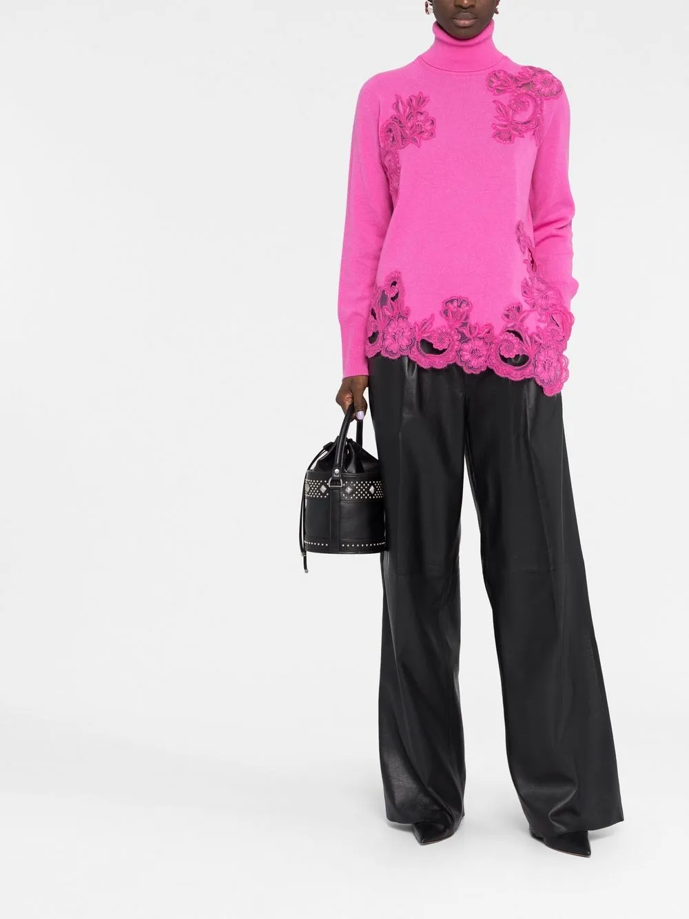 ERMANNO SCERVINO FLORAL LACE TURTLENECK JUMPER