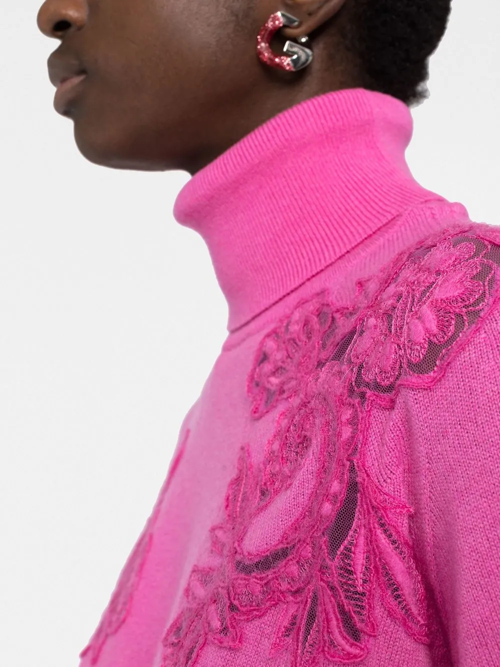 ERMANNO SCERVINO FLORAL LACE TURTLENECK JUMPER