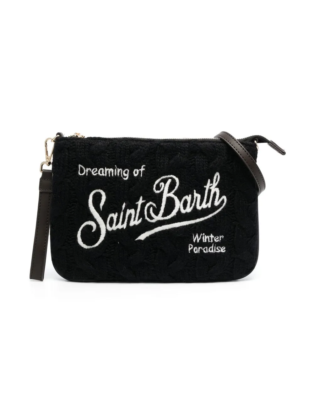 

MC2 Saint Barth Kids Parisienne fleece logo-embroidered clutch - Black