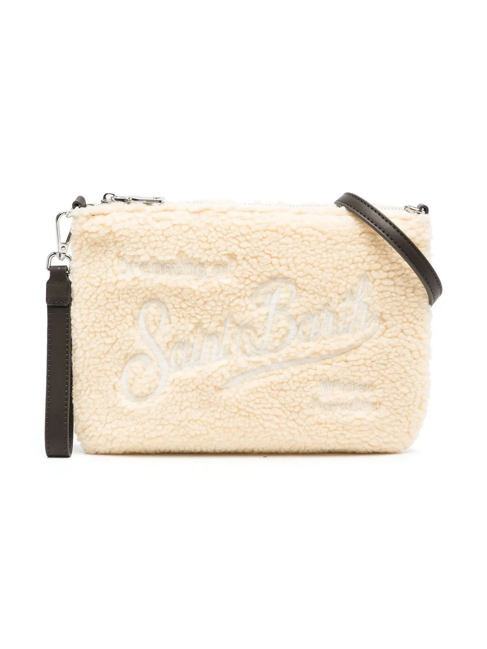 

MC2 Saint Barth Kids fleece logo-embroidered pouch - Neutrals