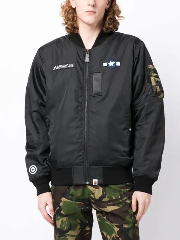 A BATHING APE® logo-patch Bomber Jacket - Farfetch