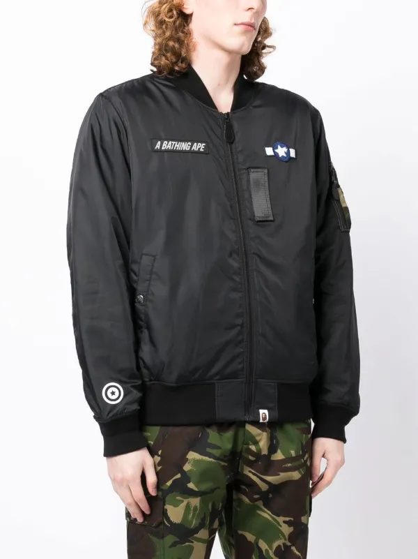 A BATHING APE® logo-patch Bomber Jacket - Farfetch