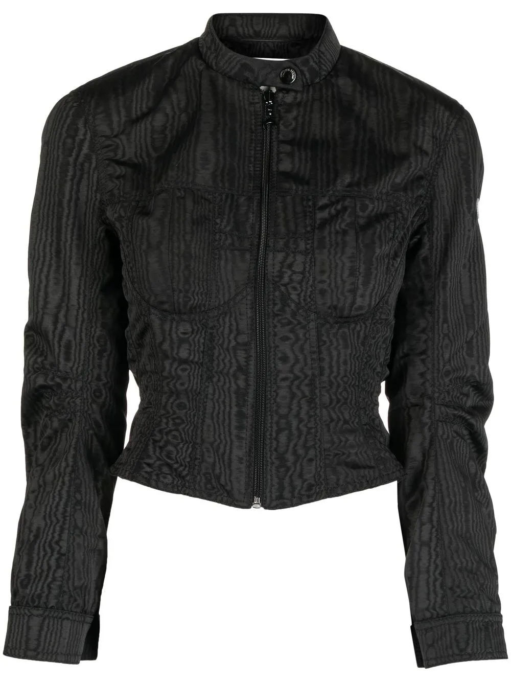 

Marine Serre shaped cropped moire jacket - Black