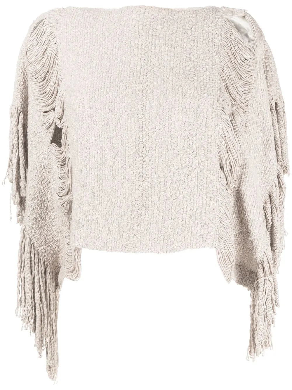 Voz Lace Fringe Crop Top In Neutrals