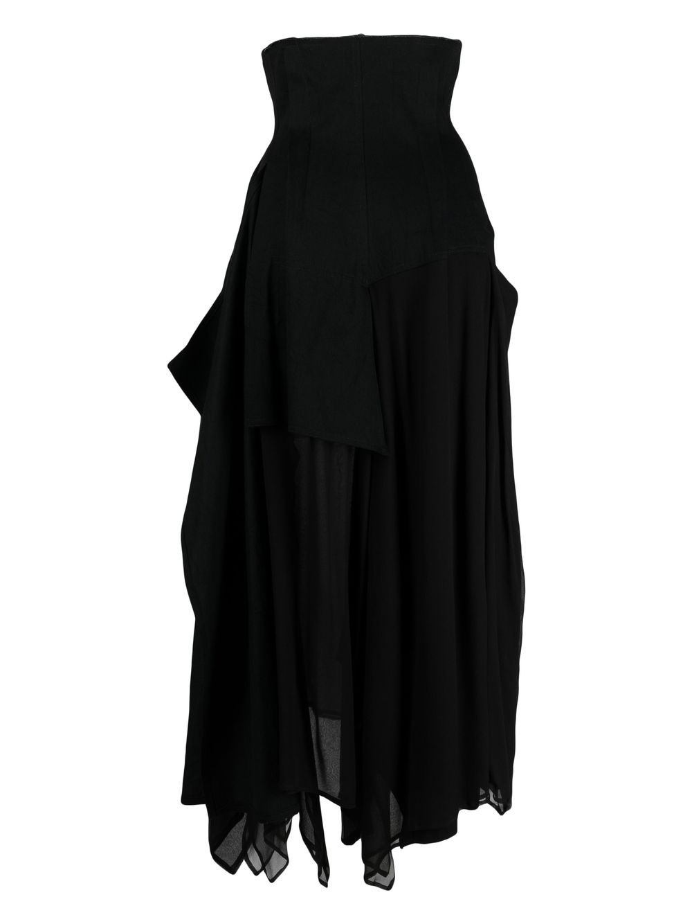 Yohji Yamamoto Asymmetrische maxi-rok - Zwart