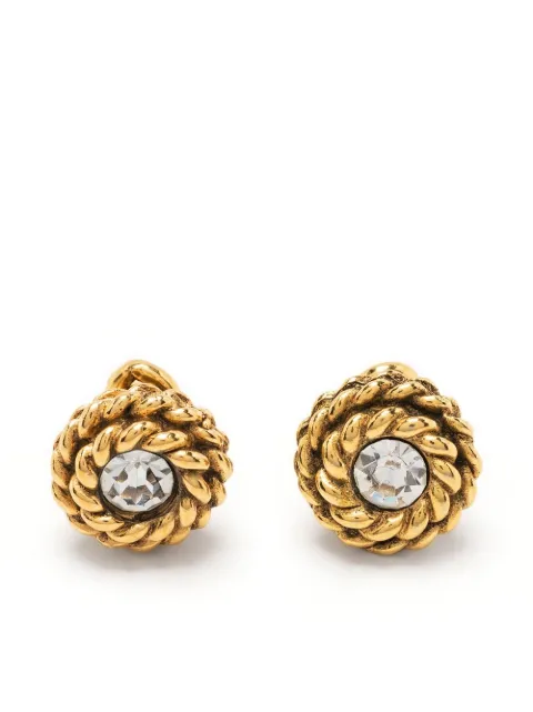 CHANEL Pre-Owned 1970s twisted edge rhinestone cuff links
