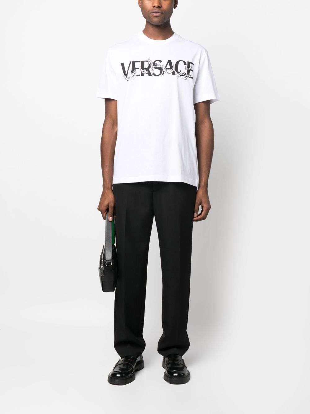 Versace T-shirt met geborduurd logo - Wit