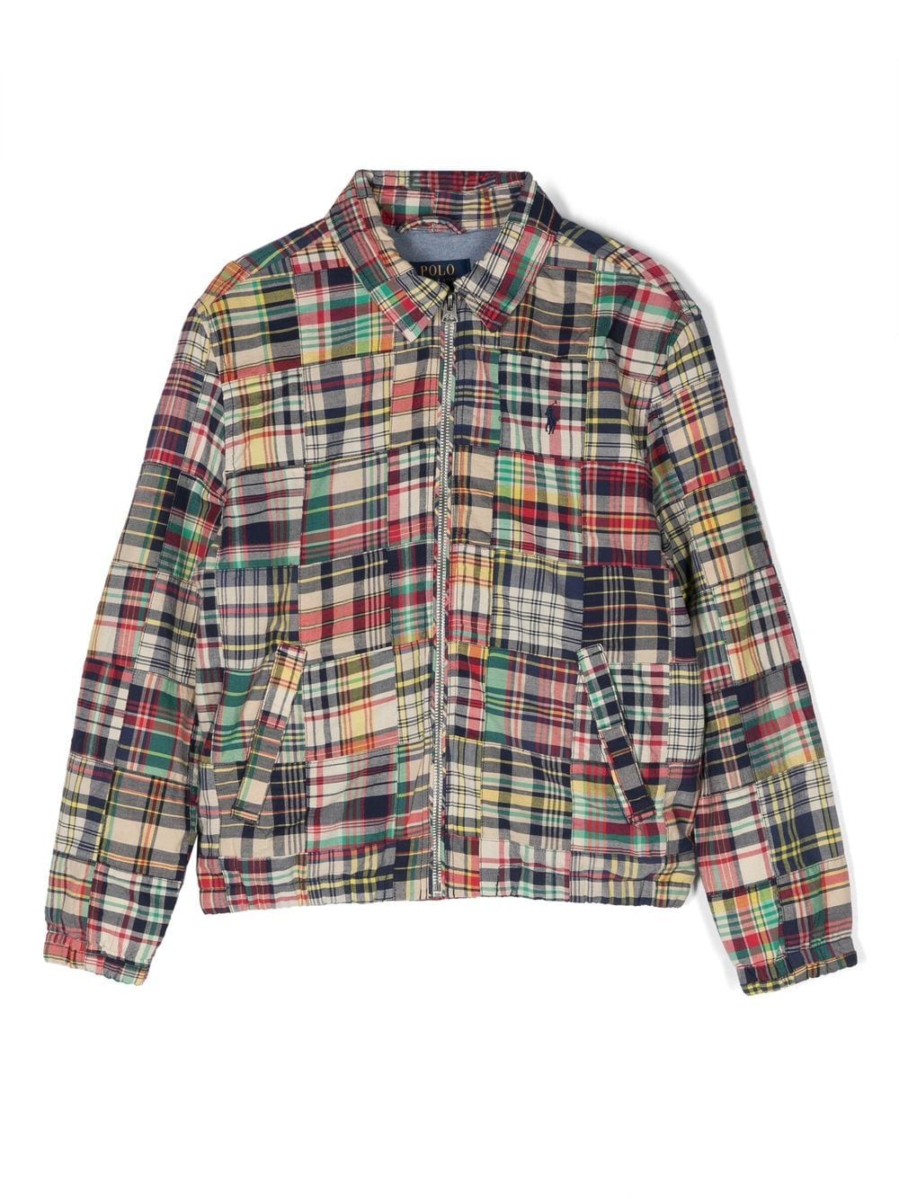 Image 1 of Ralph Lauren Kids Madras-check zip-up bomber jacket