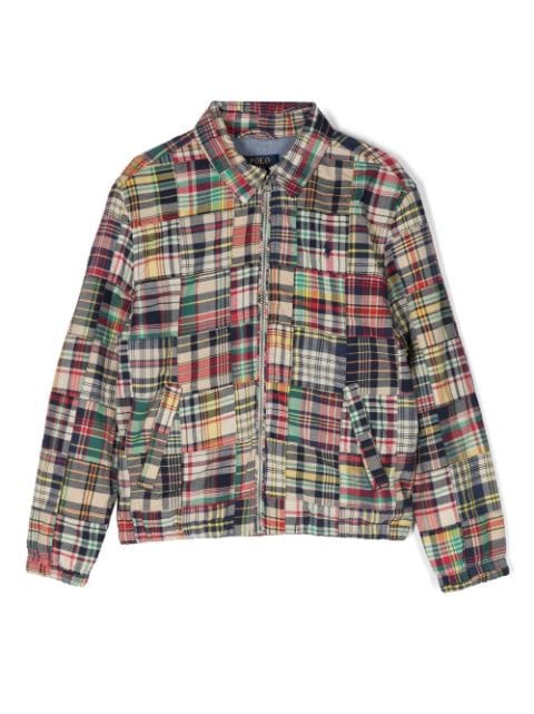 Ralph Lauren Kids Madras-check zip-up bomber jacket
