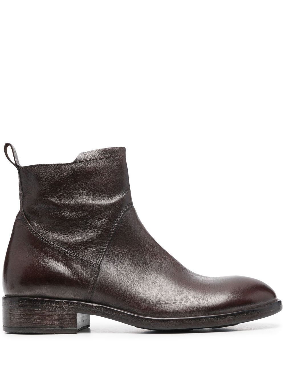 Moma Leather Ankle Boots In Brown