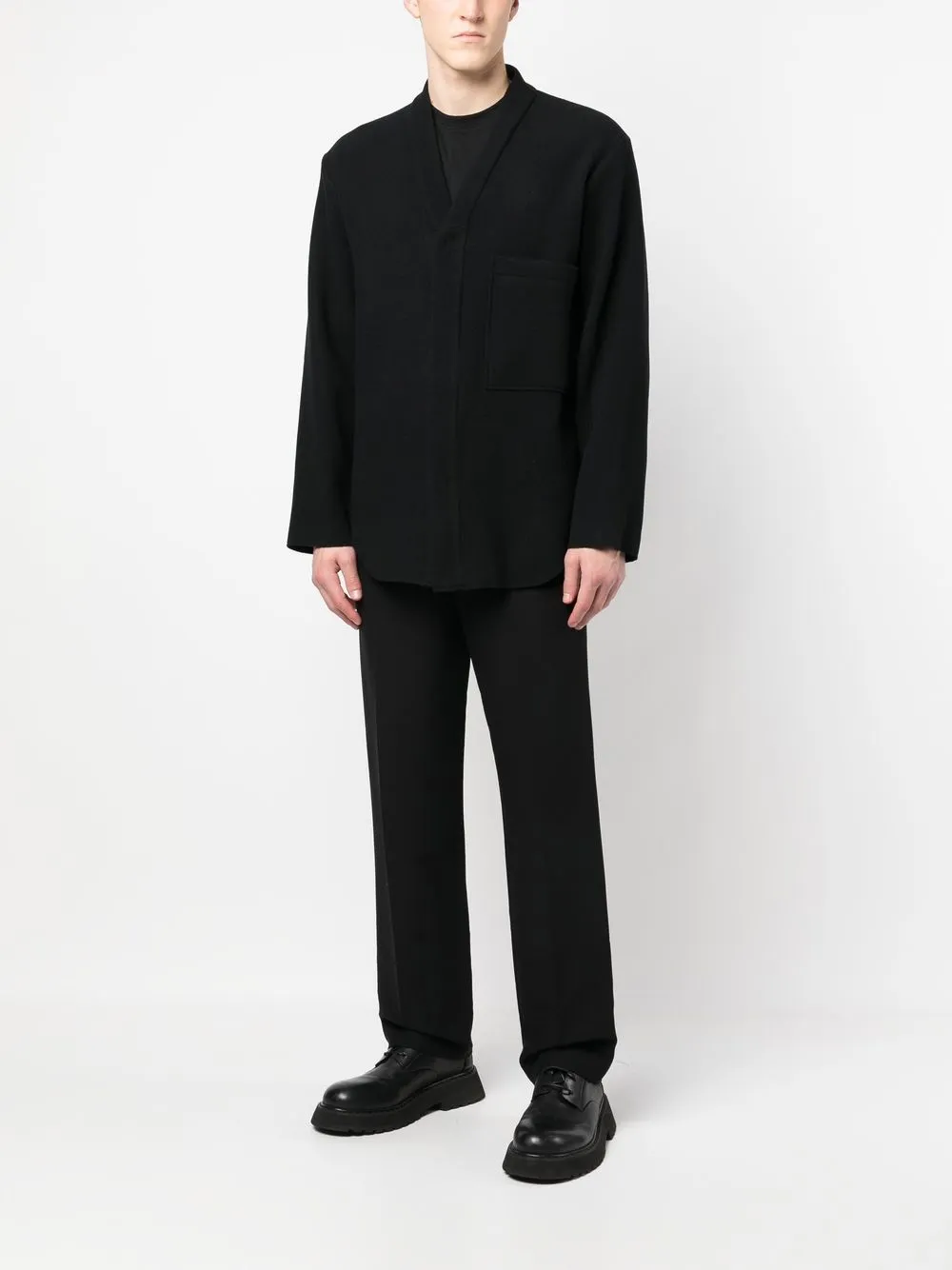 Costumein Shirtjack met V-hals - Zwart