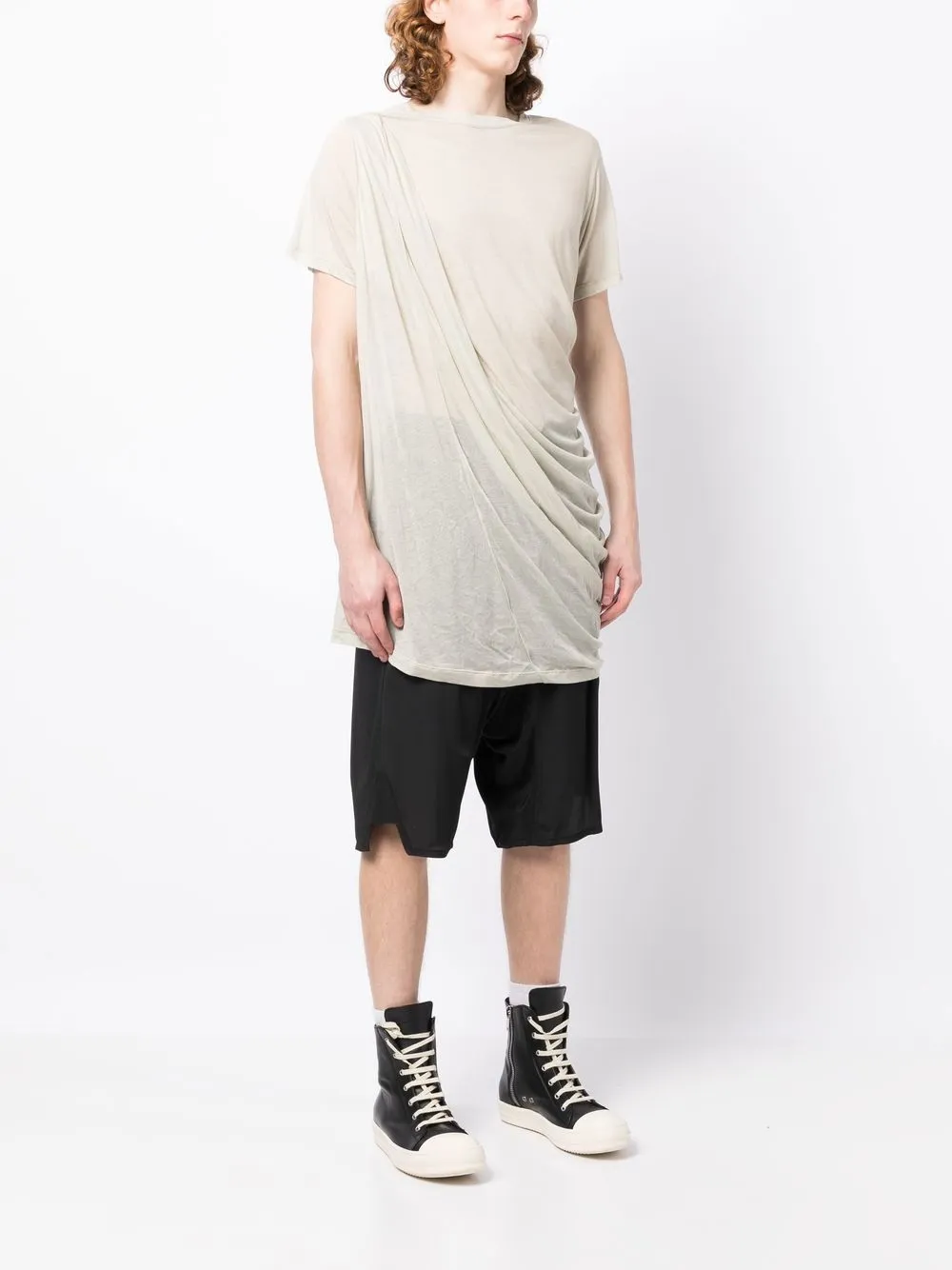 

Rick Owens DRKSHDW playera fruncida manga corta - Neutro