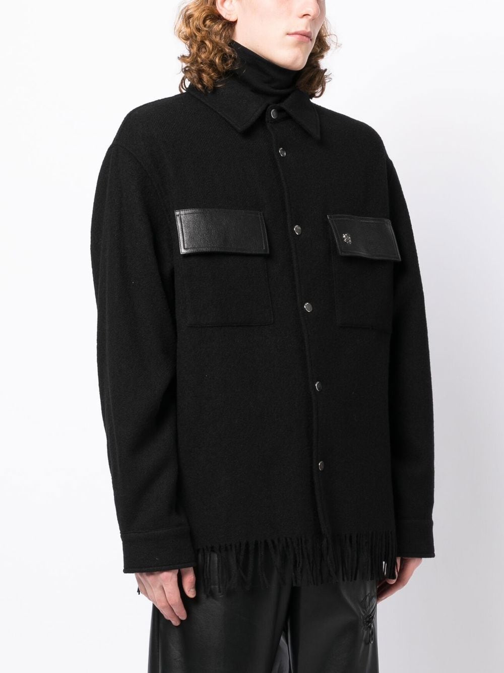 Shop Amiri Long-sleeve Fringed Shirt In Black