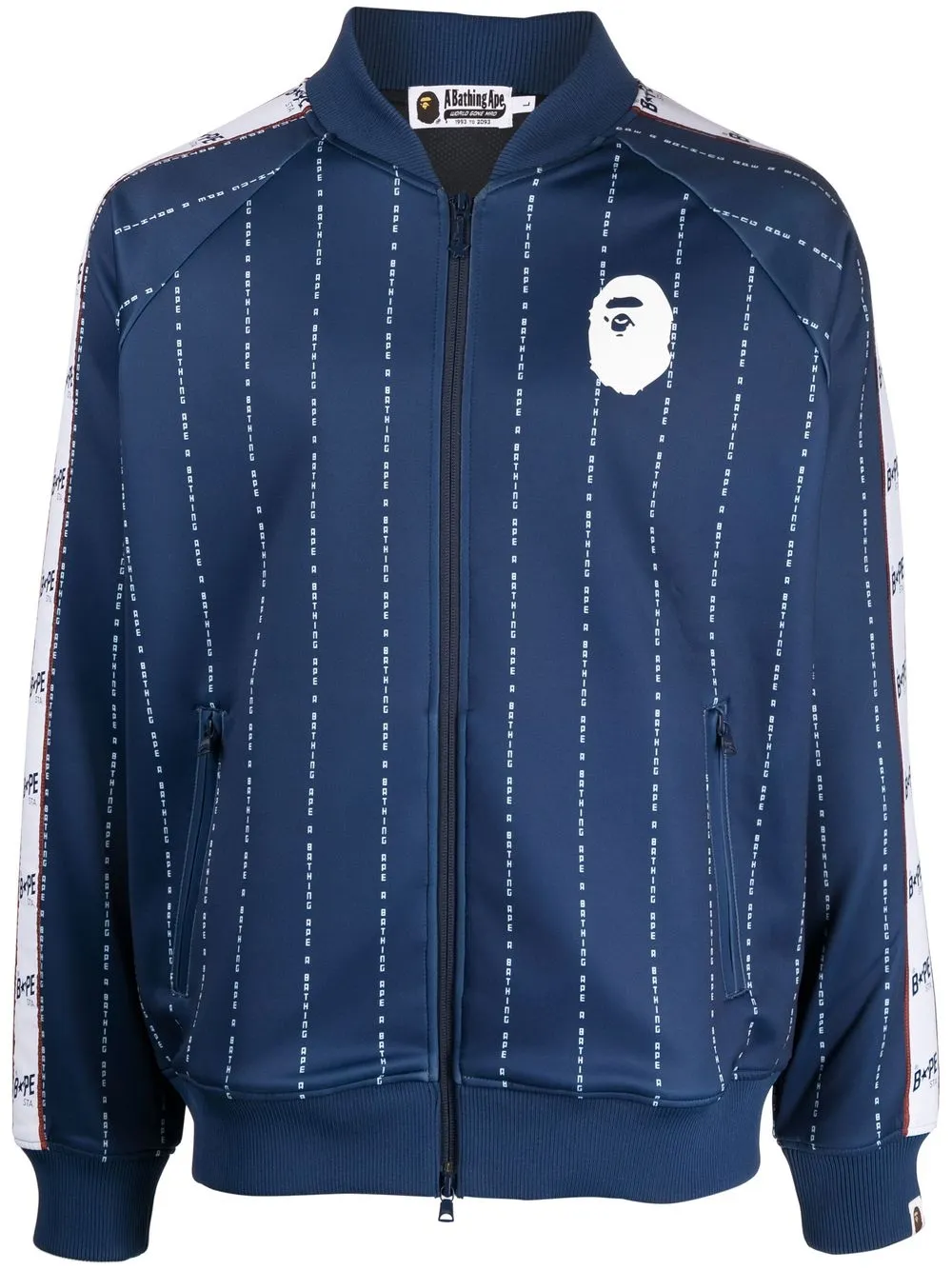 

A BATHING APE® logo-print bomber jacket - Blue