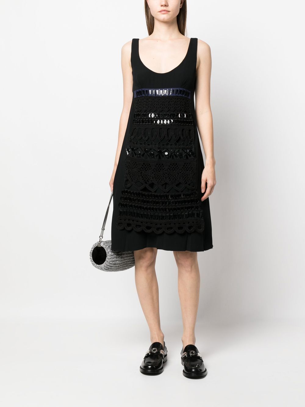 Pre-owned Prada 2000s Panelled Sleeveless Dress In Black