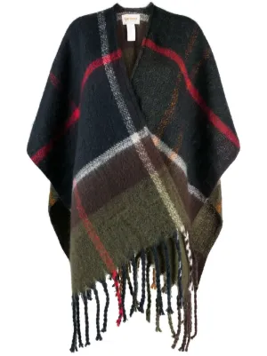 Marrone Sciarpa poncho a quadri Farfetch Donna Abbigliamento Cappotti e giubbotti Poncho e Mantelle 