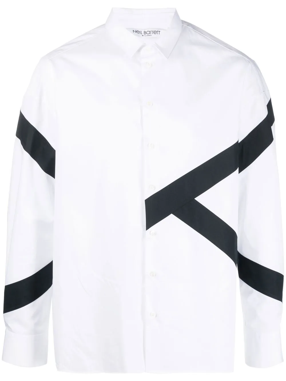 

Neil Barrett panelled long-sleeve shirt - White