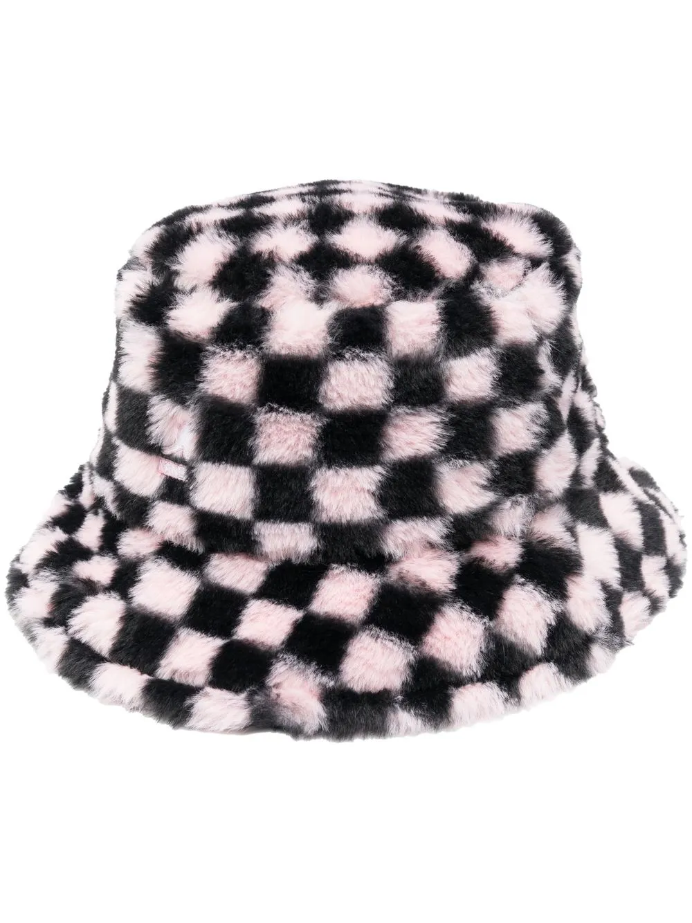 Kangol checkerboard-print faux-fur hat | Pink | Image 1