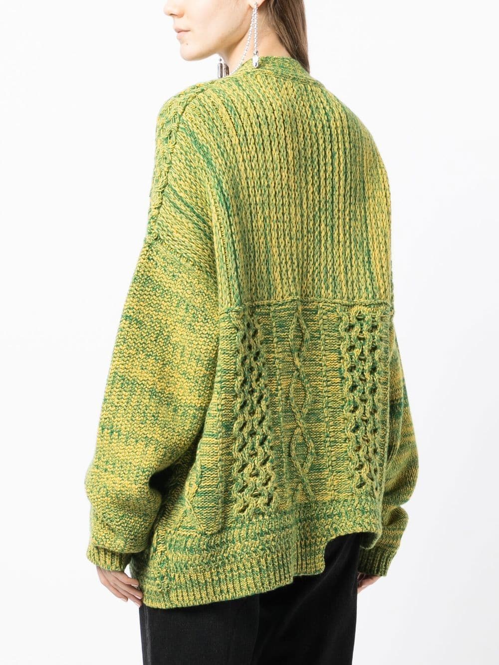 Shop Ambush Marl-knit V-neck Cardigan In Yellow