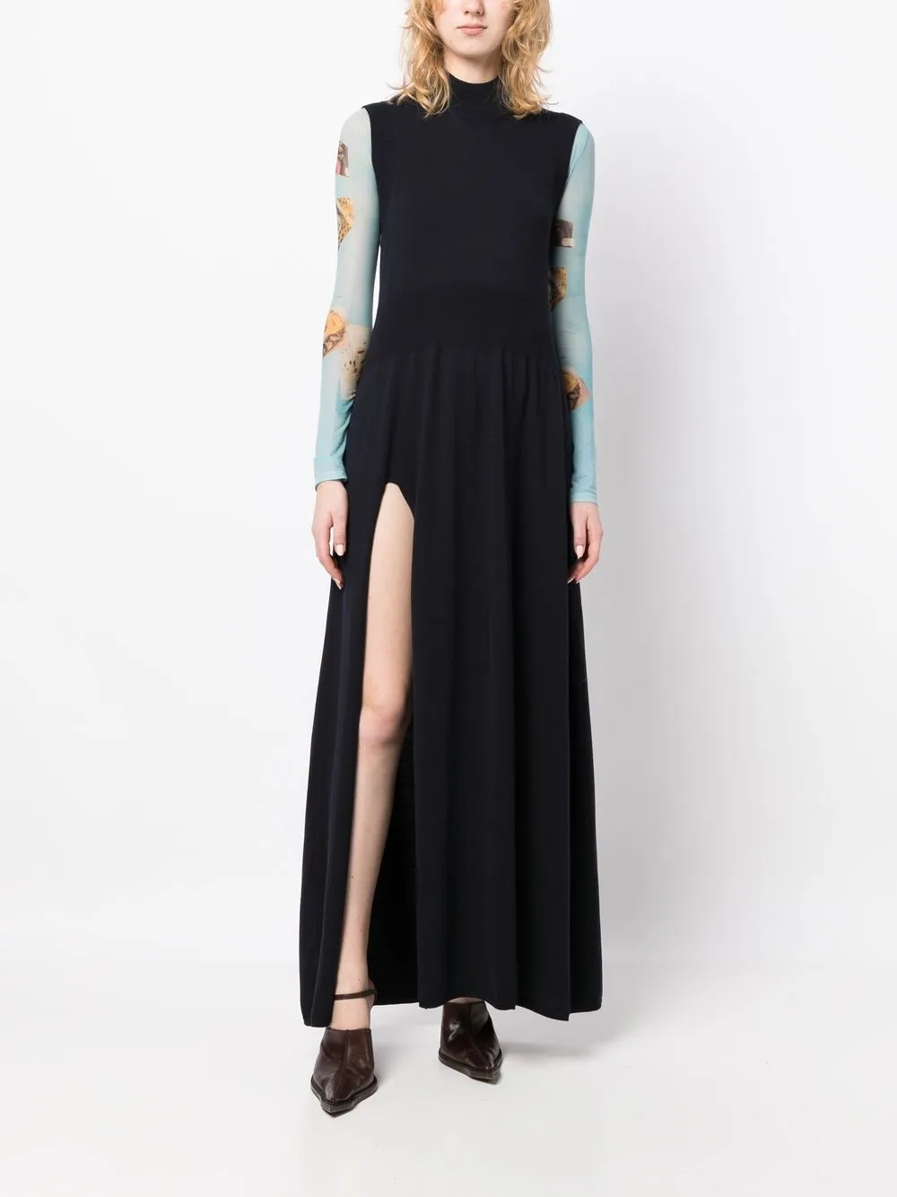 Meryll Rogge Sleeveless Open-back Knit Dress In Blue