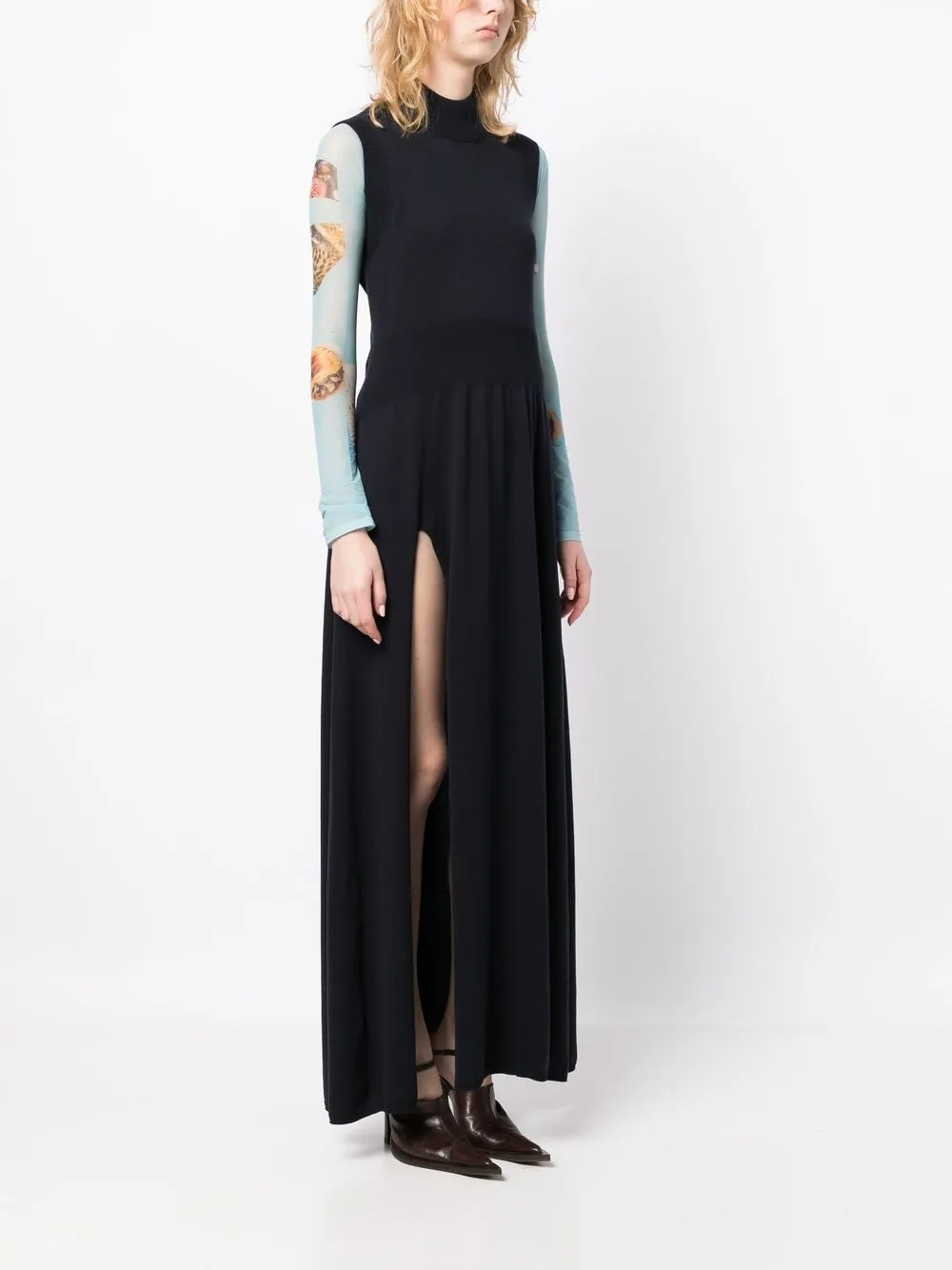Meryll Rogge Sleeveless Open-back Knit Dress In Blue