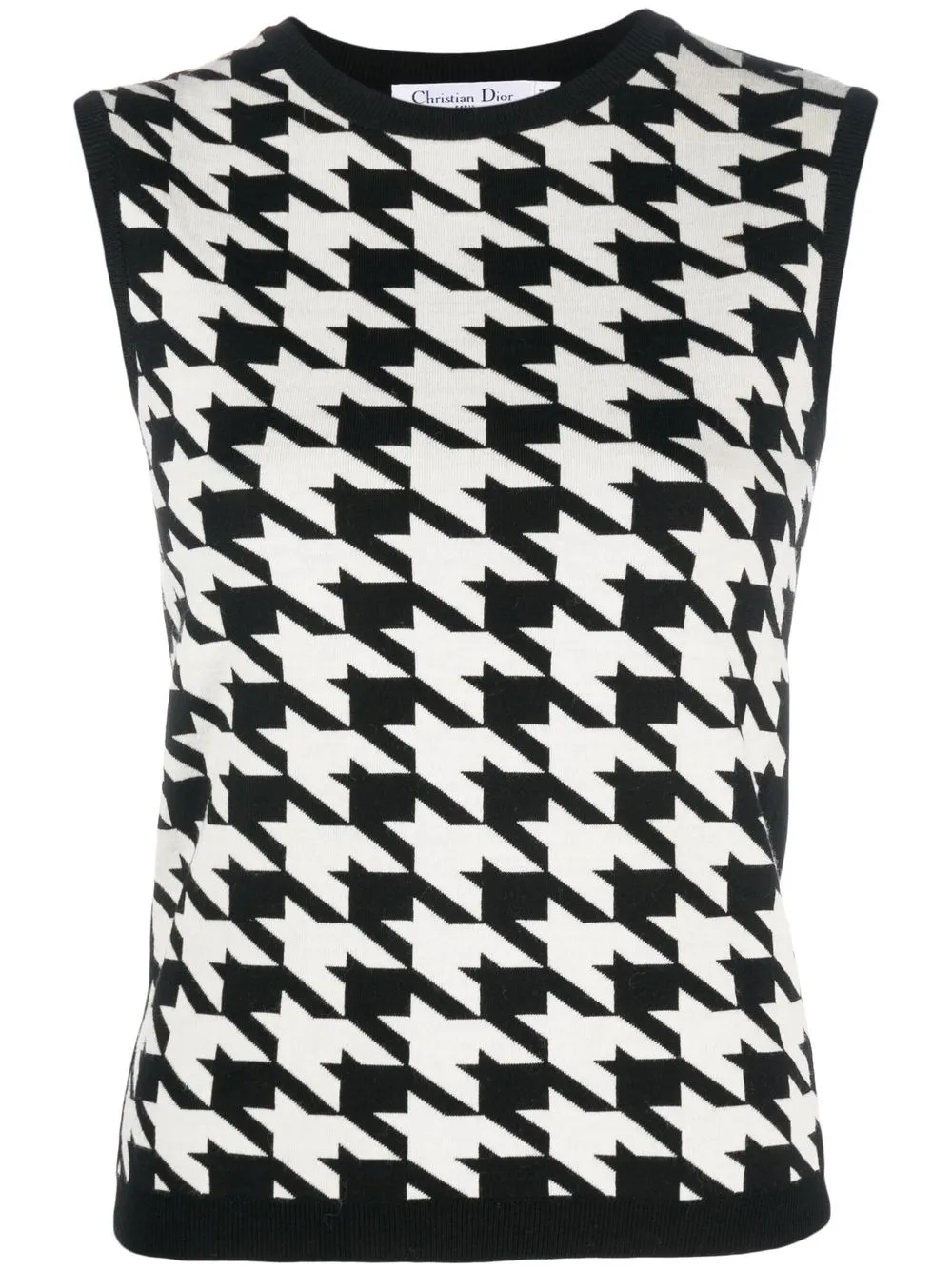 

Christian Dior 2010 pre-owned houndstooth knitted top - Black